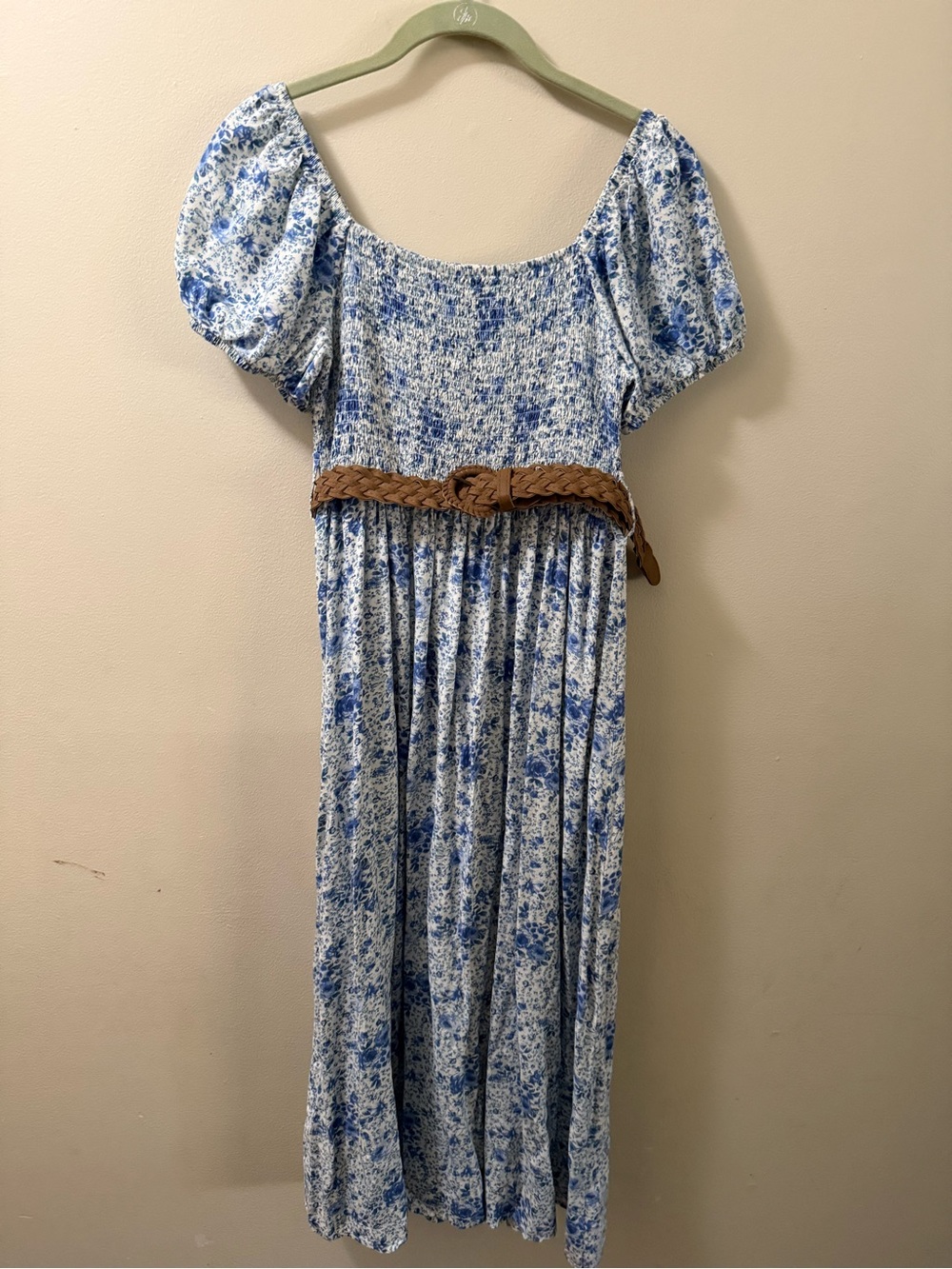 Wallflower Blue and White Floral Puff-Sleeve Maxi Dress